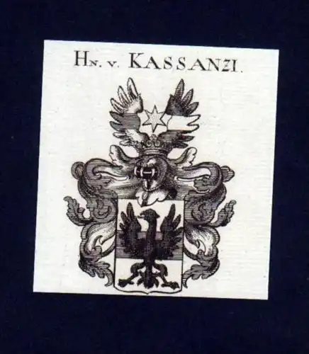Herren v. Kassanzi Heraldik Kupferstich Wappen