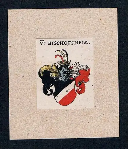 . von Bischofsheim Wappen coat of arms heraldry Heraldik Kupferstich