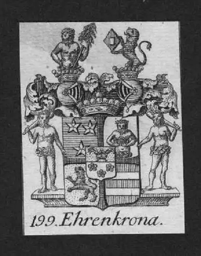 Ehrenkrona Wappen vapen coat of arms Genealogie Heraldik Kupferstich