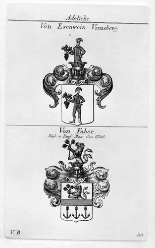 Esenwein / Faber - Wappen Adel coat of arms heraldry Heraldik Kupferstich