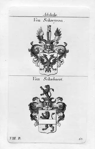 Schreyern / Schubaert Schubert - Wappen Adel coat of arms heraldry Heraldik Kupferstich