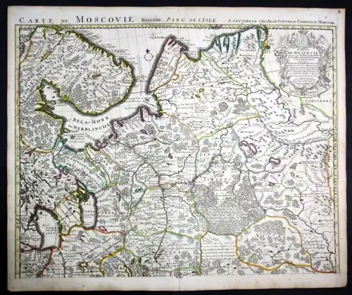 "Carte de Moscovie" - Russia St Petersburg map Karte Covens Mortier Kupferstich engraving