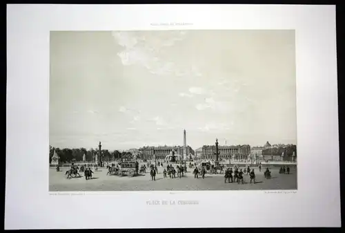 Place de la Concorde - Place de la Concorde Platz Ansicht Paris vue Lithographie Litho