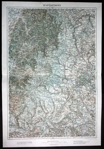 Schiltach / Neustadt / Furtwangen / Donaueschingen / Schaffhausen - alte Landkarte 1913