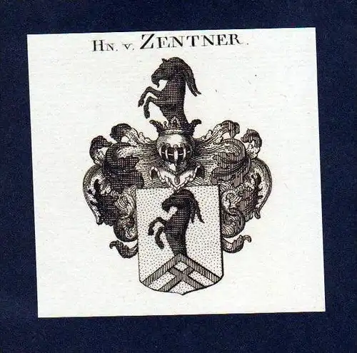 Herren von Zentner Original Kupferstich Wappen engraving Heraldik crest
