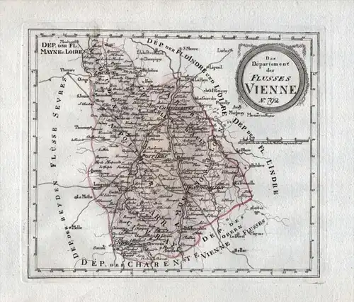 Das Departement des Flusses Vienne Nr. 792 - Vienne Poitiers Chatellerault Montmorillon Loudon Chauvigny carte