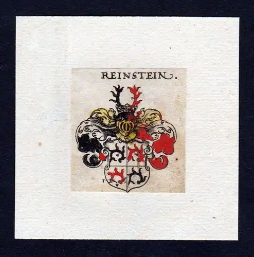 17. Jh Reinstein Wappen Adel coat of arms heraldry Heraldik Kupferstich