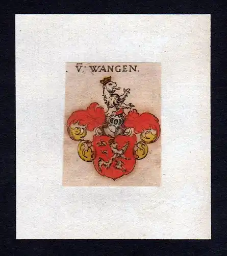 17. Jh von Wangen Wappen coat of arms heraldry Heraldik Kupferstich
