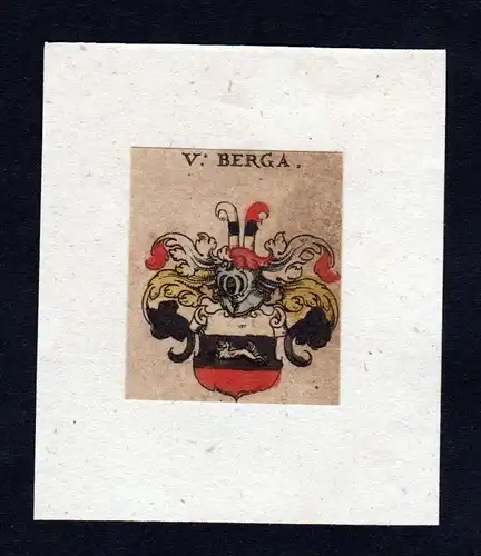 . von Berga Wappen coat of arms heraldry Heraldik Kupferstich