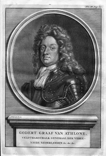 Godert de Ginkell Earl of Athlone Ireland Kupferstich Portrait