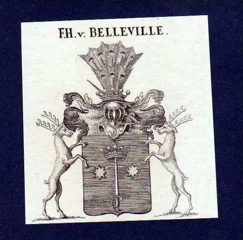 Freiherren von Belleville Kupferstich Wappen coat of arms Heraldik