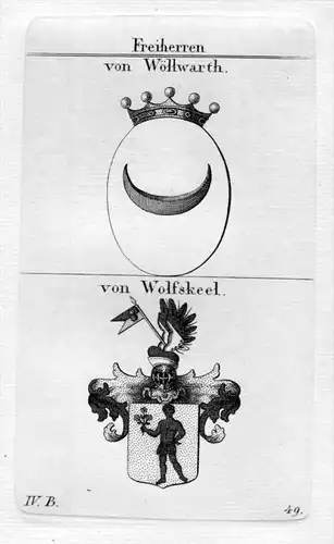 Woellwarth Wolffskeel - Wappen Adel coat of arms heraldry Heraldik Kupferstich