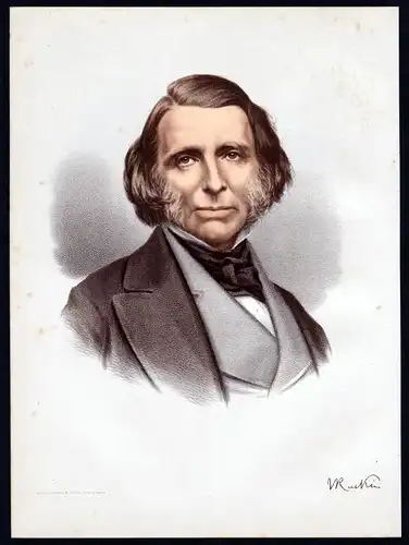 John Ruskin (1819-1900) Schriftsteller Maler - Lithographie Portrait