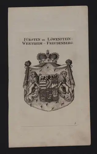 - Fürsten zu Löwenstein Wappen coat of arms Genealogie Heraldik Kupferstich