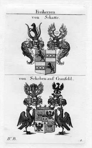 von Schatte - Scheben auf Cronfeld - Wappen coat of arms Heraldik heraldry Kupferstich