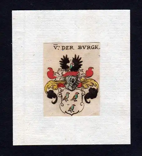 17. Jh van der Burg Wappen coat of arms heraldry Heraldik Kupferstich