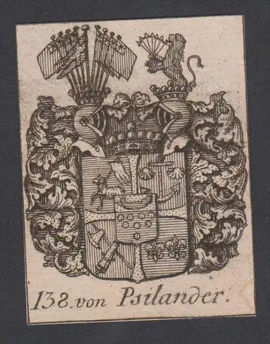 von Psilander Wappen vapen coat of arms Genealogie Heraldik Kupferstich