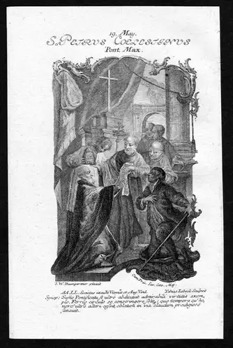 Coelestin V. Papst 19. Mai may - Kupferstich Heiliger Heiligenbild Holy Card