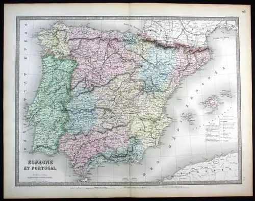Espagne et Portugal - Spain Espana Spanien Portugal map Karte
