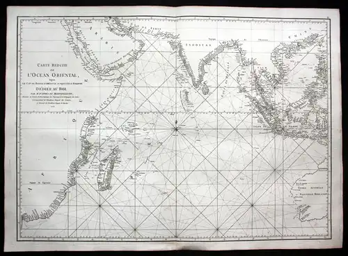 Carte reduite de ..le Cap de Bonne Esperance - Indian Ocean Australia Philippines China sea map Karte Mannevil