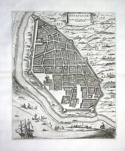 Negapatam - Nagapattinam Tamil Nadu India Indien - Kupferstich / engraving map Karte