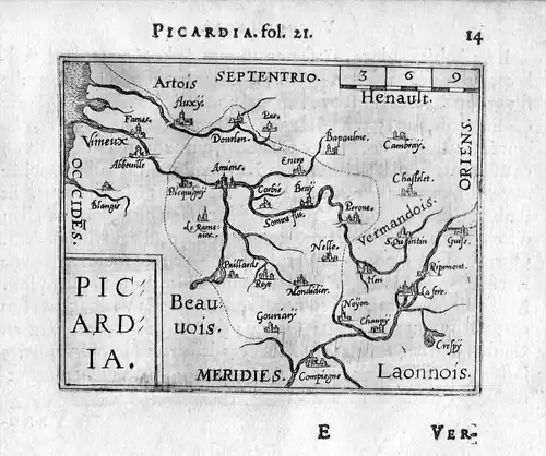 "Picardia" - Picardie Abbeville Corbie map Karte gravure carte