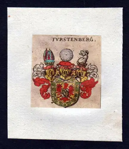 17. Jh Fürstenberg Wappen coat of arms heraldry Heraldik Kupferstich