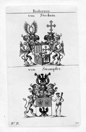 von Stockum - Strampfer - Wappen coat of arms Heraldik heraldry Kupferstich