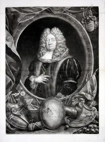 Iodocus Guilielmus Ebner - Jobst Wilhelm Ebner Nürnberg Ratsherr Mezzotinto Portrait Aquatinta