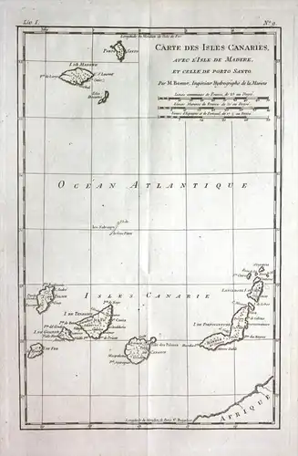 "Carte des Isles Canaries" - Canary Islands Kanaren Madeira Kupferstich Karte map engraving