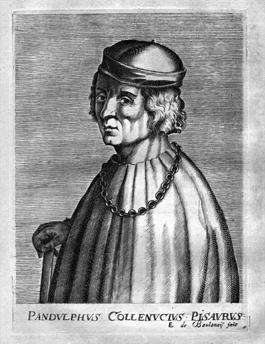 Pandolphe Collenuce - Pandolfo Collenuccio poet Dichter Italy Kupferstich Portrait engraving