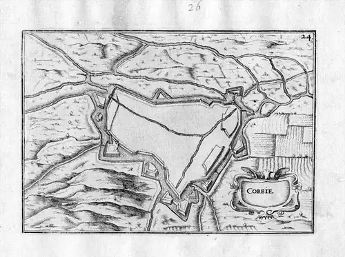 Corbie - Corbie Somme France Kupferstich Karte map gravure plan