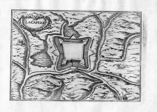 La Capelle - La Capelle Aisne France Frankreich Kupferstich Karte map gravure plan