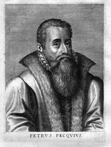 Pierre Peckius - Petrus Peckius der Ältere (1529-1589) Jurist Zierikzee Mechelen Leuven Kupferstich Portrait