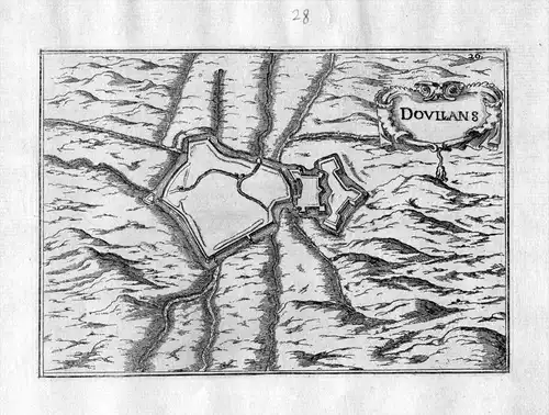 Doullans - Doullens Somme France Frankreich Kupferstich Karte map gravure plan