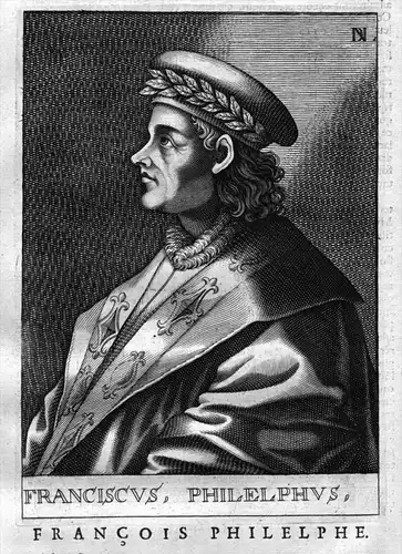 Francois Philelphe - Francesco Filelfo Humanist Florenz Kupferstich Portrait engraving stampa