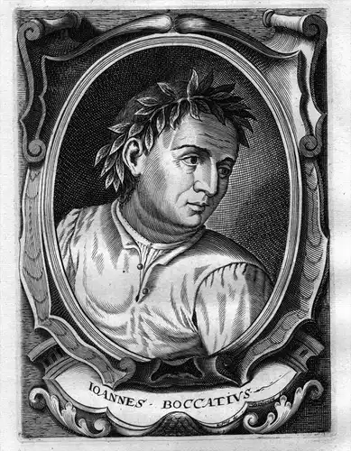 Jean Bocace - Giovanni Boccatius Schriftsteller writer Kupferstich Portrait engraving