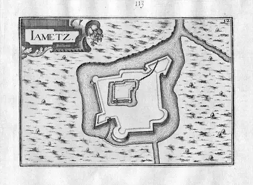 Iametz - Iametz Lorraine Lothringen France Kupferstich Karte map engraving gravure