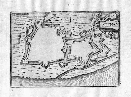Stenay - Stenay Meuse Frankreich Kupferstich Karte map engraving gravure