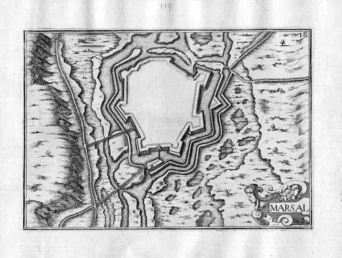 Marsal - Marsal Moselle Lothringen France Kupferstich Karte map engraving gravure