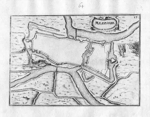 Mesziere - La Meziere Bretagne Frankreich France Kupferstich Karte map engraving gravure