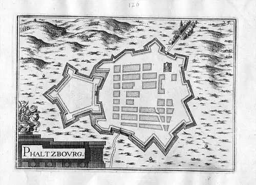 Phaltzbourg - Phalsbourg Moselle Lothringen France Kupferstich Karte map engraving gravure