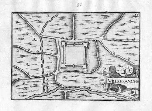Villefranche - Villefranche-sur-Mer Frankreich France Kupferstich Karte map engraving gravure