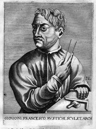 "Jean Francois Rustici" - Giovanni Francesco Rustici Maler painter Bildhauer Kupferstich Portrait engraving