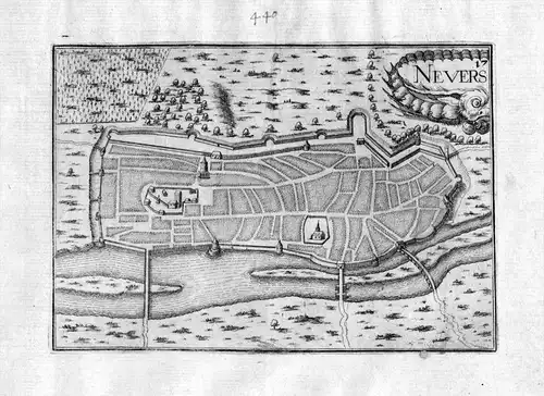 Nevers - Nevers Nievre France Frankreich Kupferstich Karte map engraving gravure