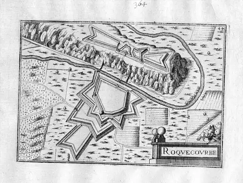 Roquecourbe - Roquecourbe Tarn France Frankreich Kupferstich Karte map engraving gravure