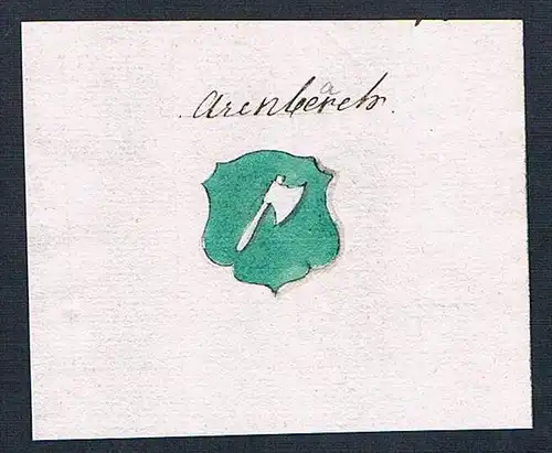 Arenbach - Arenbach Handschrift Manuskript Wappen manuscript coat of arms