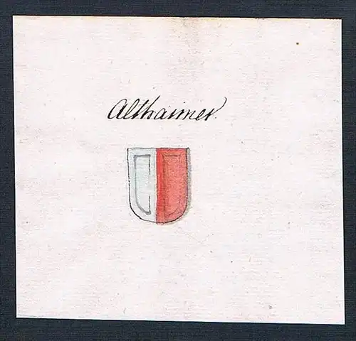 Althaimer - Altheim Altaim Althaimer Handschrift Manuskript Wappen manuscript coat of arms