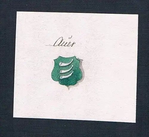 Auer - Auer Wappen Handschrift Manuskript manuscript coat of arms Heraldik Au