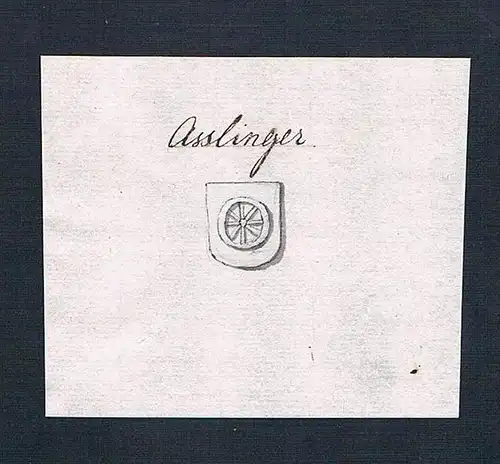 Asslinger - Aßling Aßlinger Handschrift Manuskript Wappen manuscript coat of arms